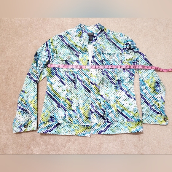 Chico's Stretch Colorful Snakeskin Pattern Jacket Woman's Size 2 LARGE - Picture 5 of 8